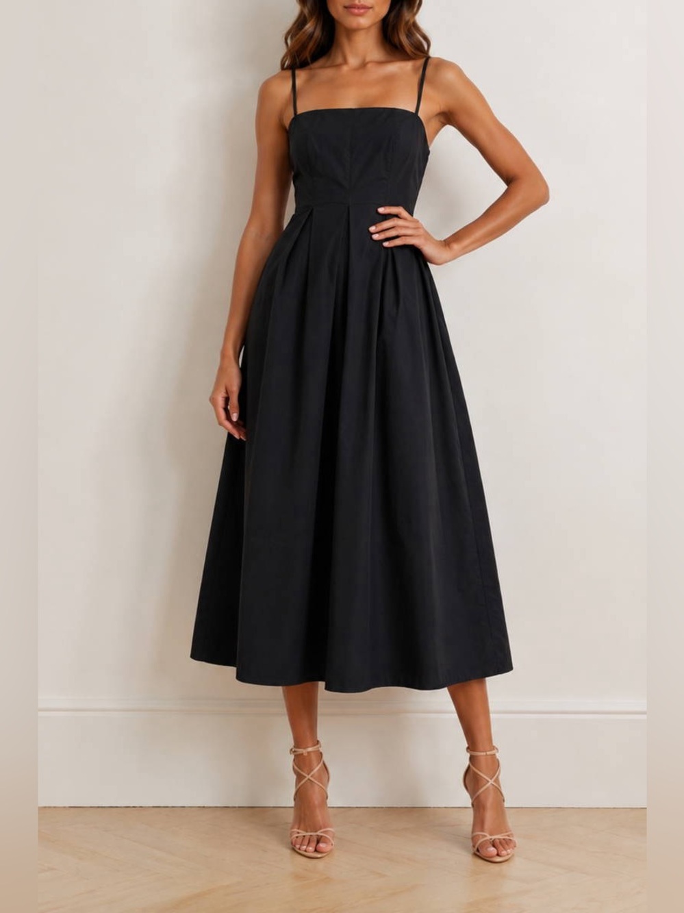 Bird & Knoll Betina Square-Neck Cotton Midi Dress